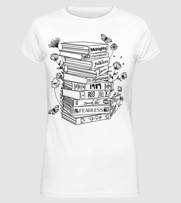 Eras tour books model alb pe tricou