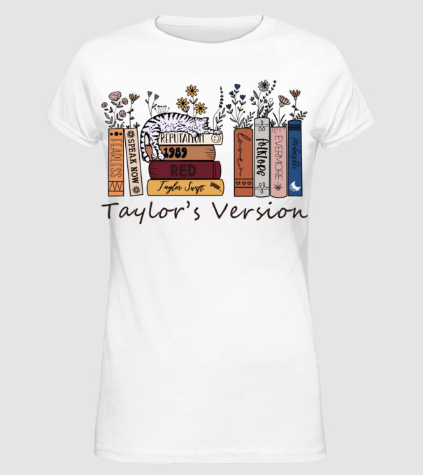 Eras tour books color cat model alb pe tricou