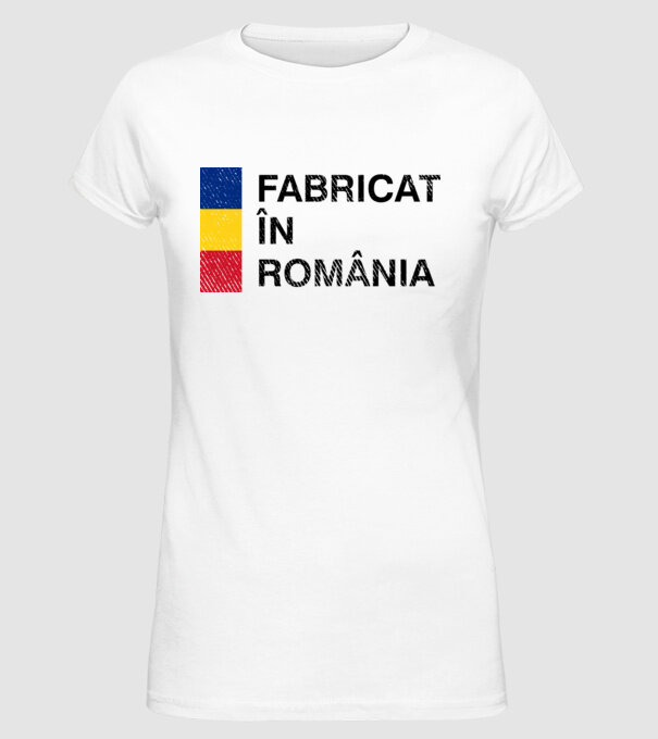 Fabricat în România model alb pe tricou