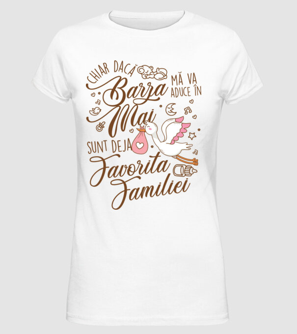 Favorita familiei MAI model alb pe tricou