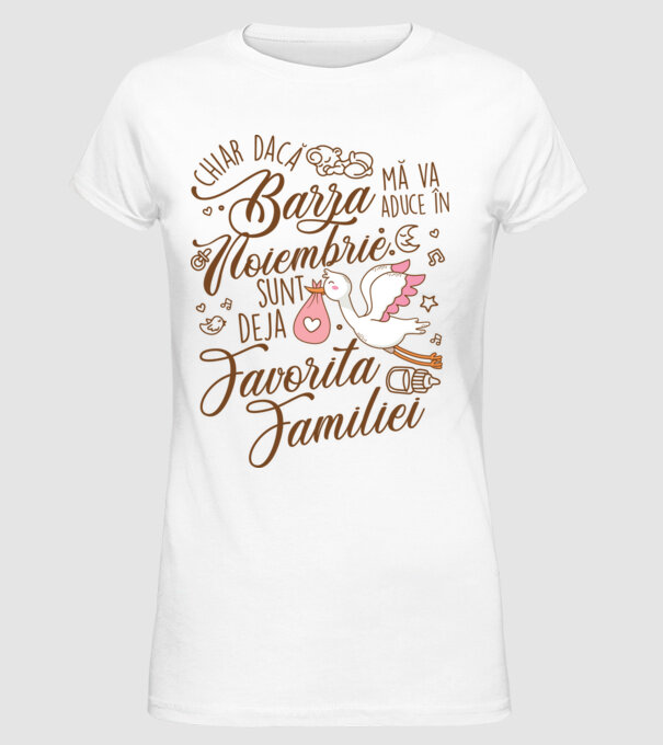 Favorita familiei NOIEMBRIE model alb pe tricou
