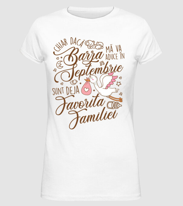 Favorita familiei SEPTEMBRIE model alb pe tricou
