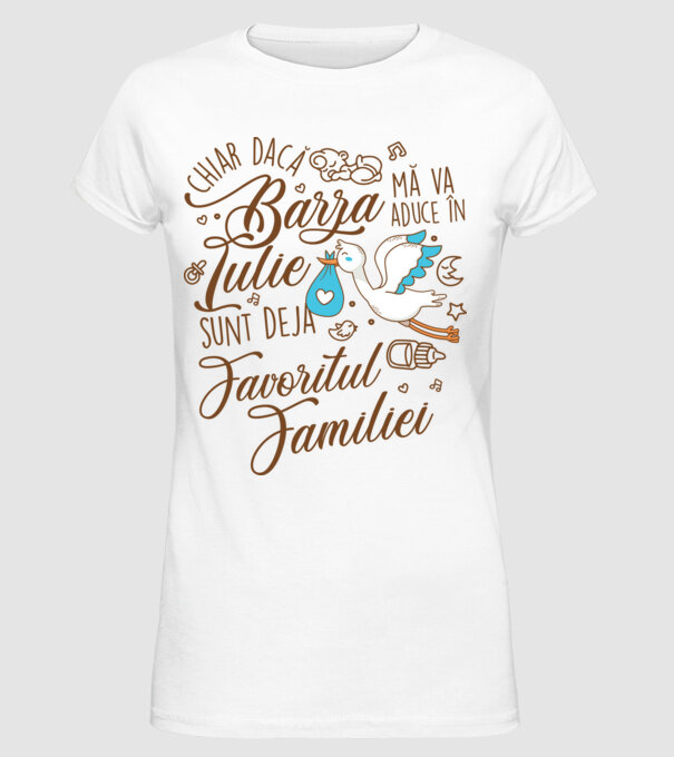 Favoritul familiei IULIE model alb pe tricou