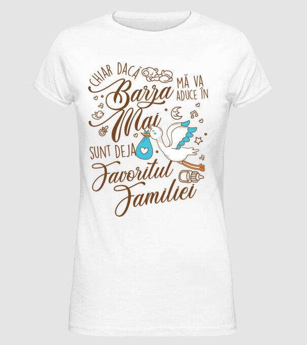 Favoritul familiei MAI model alb pe tricou