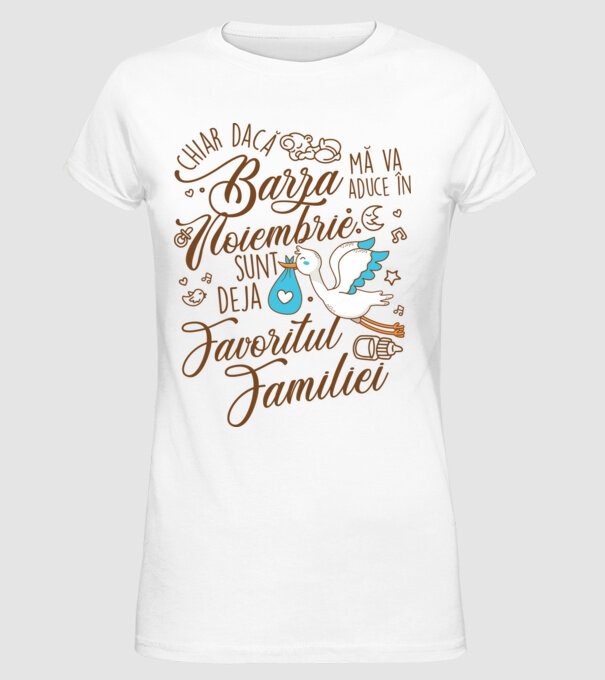 Favoritul familiei NOIEMBRIE model alb pe tricou