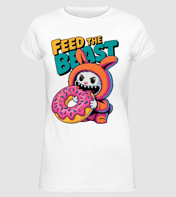 Feed the beast model alb pe tricou