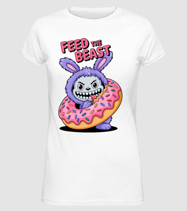 Feed the beast model alb pe tricou