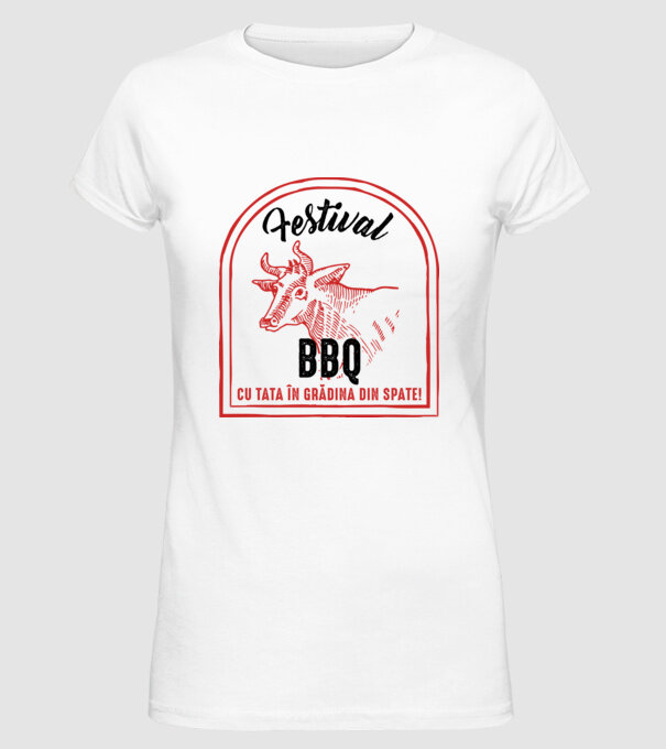 Festival BBQ - cu tata în grădina din spate! model alb pe tricou