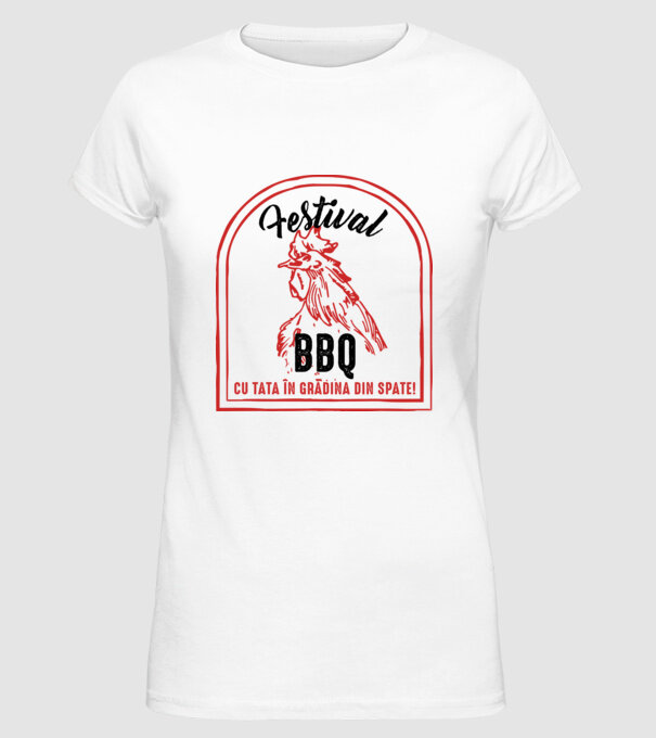 Festival BBQ - cu tata în grădina din spate! model alb pe tricou