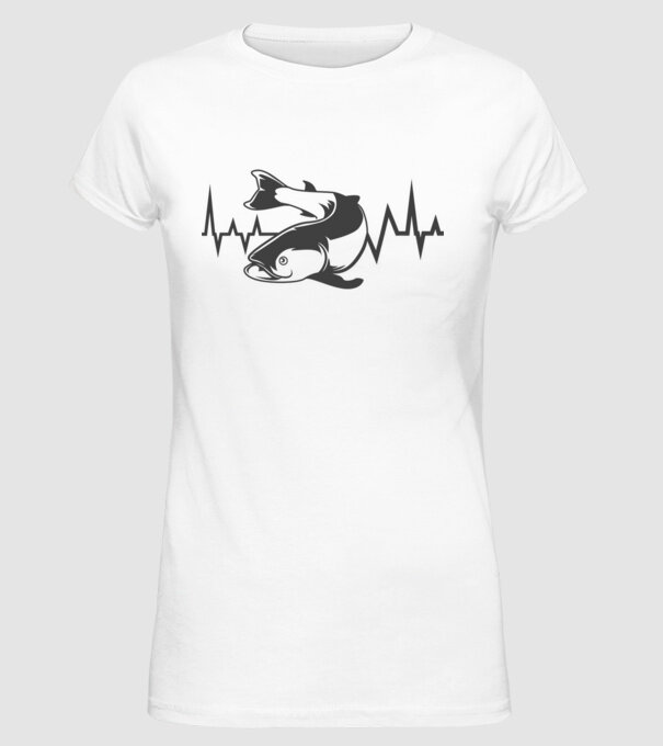 Fish model alb pe tricou