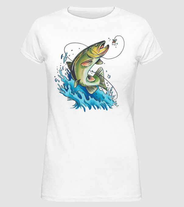 Fish model alb pe tricou
