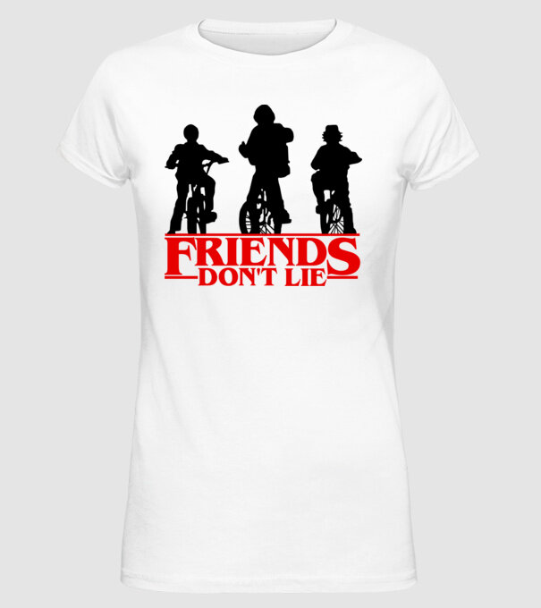 friends dont lie bicycle model alb pe tricou