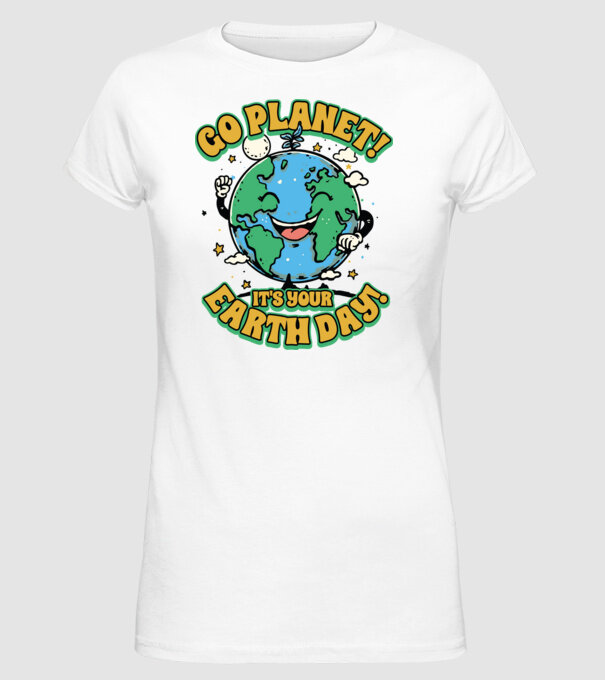 Go planet model alb pe tricou