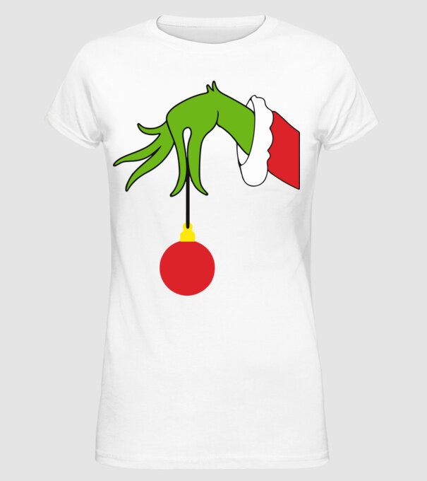 Grinch hand model alb pe tricou
