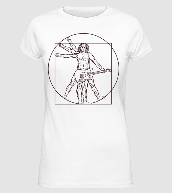 Guitar player model alb pe tricou