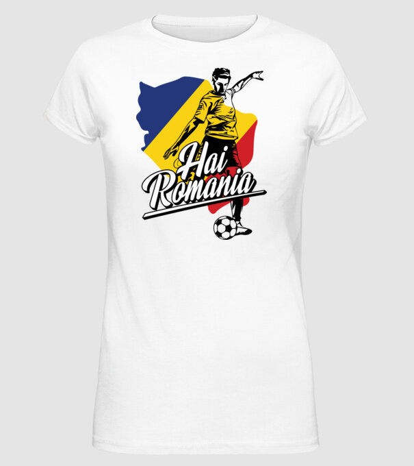 Hai romania fotbal model alb pe tricou