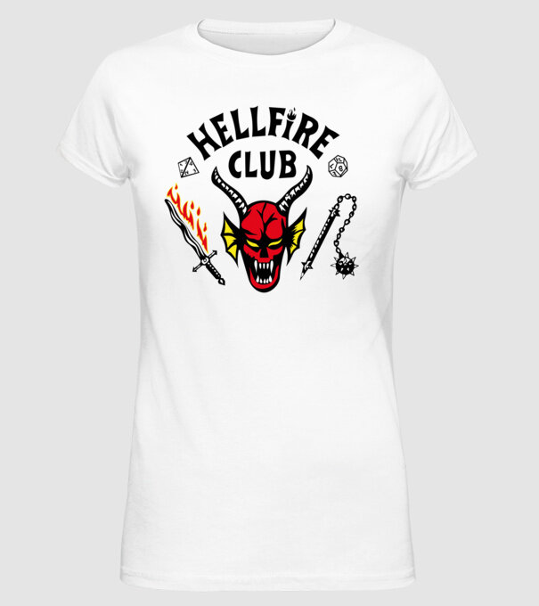 HELLFIRE CLUB model alb pe tricou