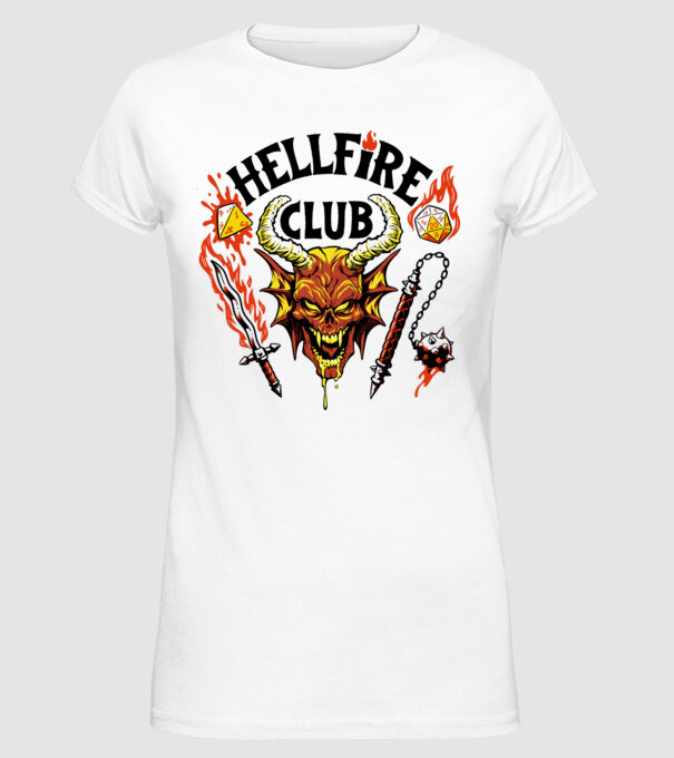 Hellfire ok model alb pe tricou