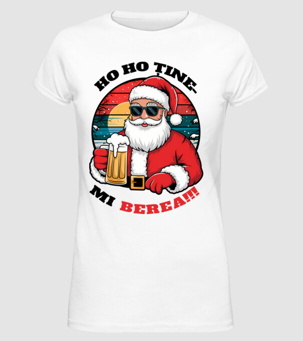 Ho ho ține mi berea! alb model alb pe tricou