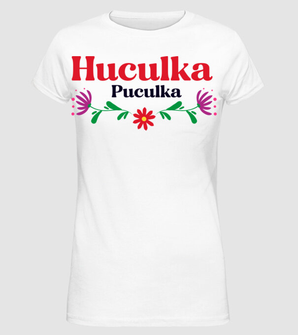 Huculka Puculka model alb pe tricou
