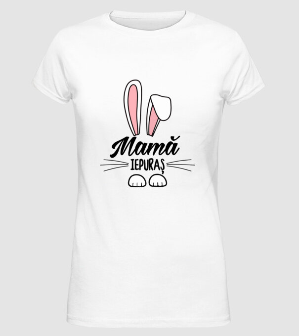 iepuraș mamă model alb pe tricou