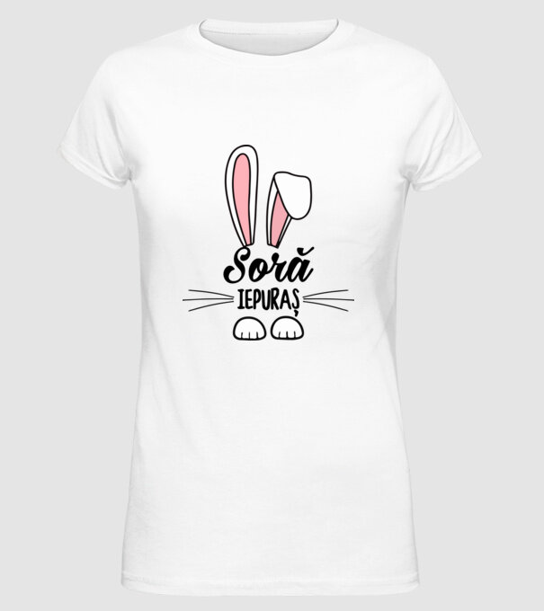 iepuraș soră model alb pe tricou