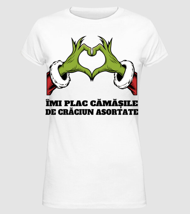 Îmi plac cămășile de crăciun asortate alb model alb pe tricou