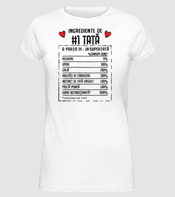 Ingrediente Tată model alb pe tricou
