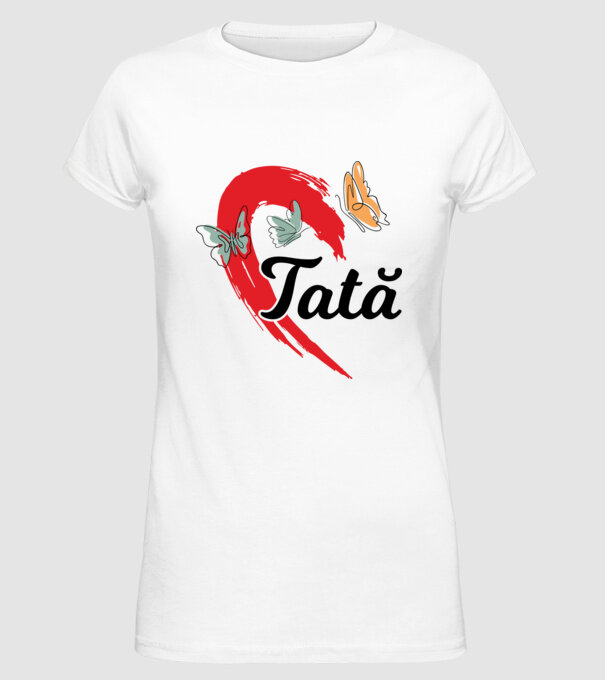 Tată model alb pe tricou