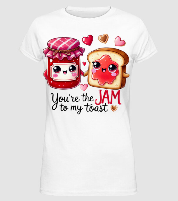 Jam to my Toast model alb pe tricou