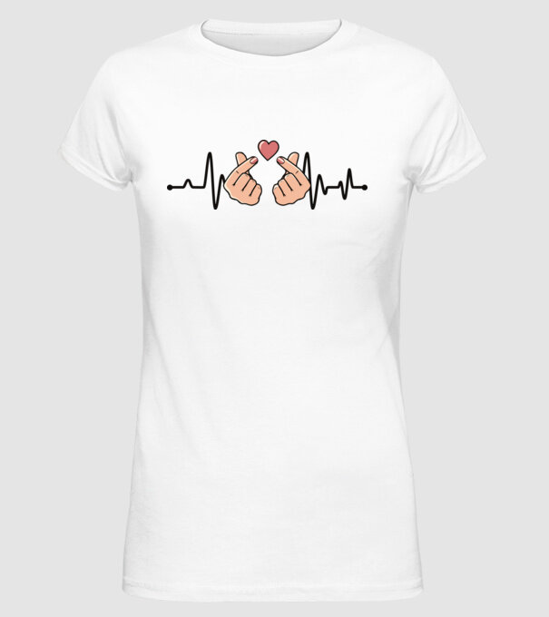 Kpop heartbeaT model alb pe tricou