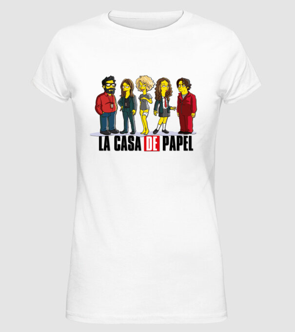 la casa de papel simpson model alb pe tricou
