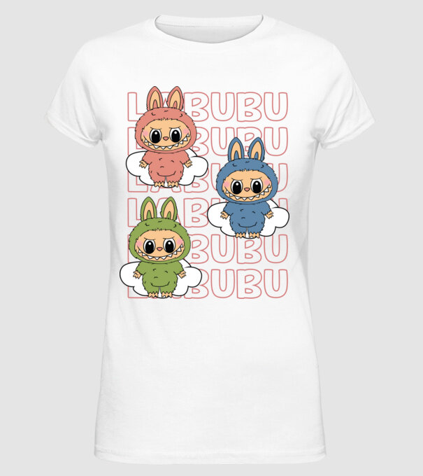LABUBU model alb pe tricou
