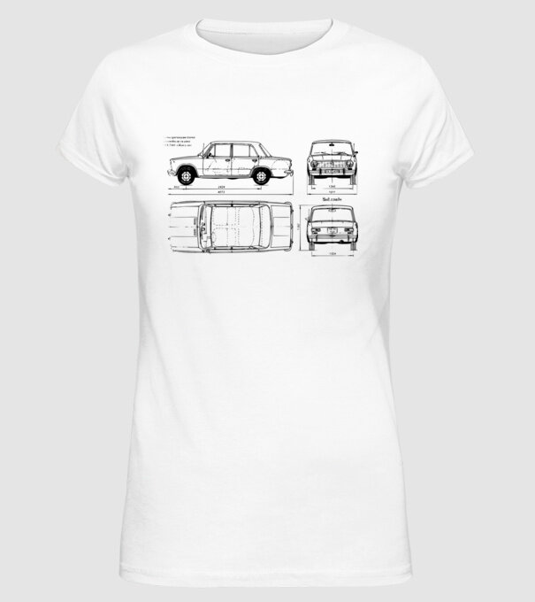 Lada model alb pe tricou