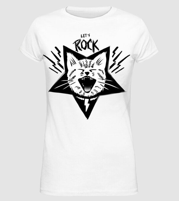 Let's Rock model alb pe tricou