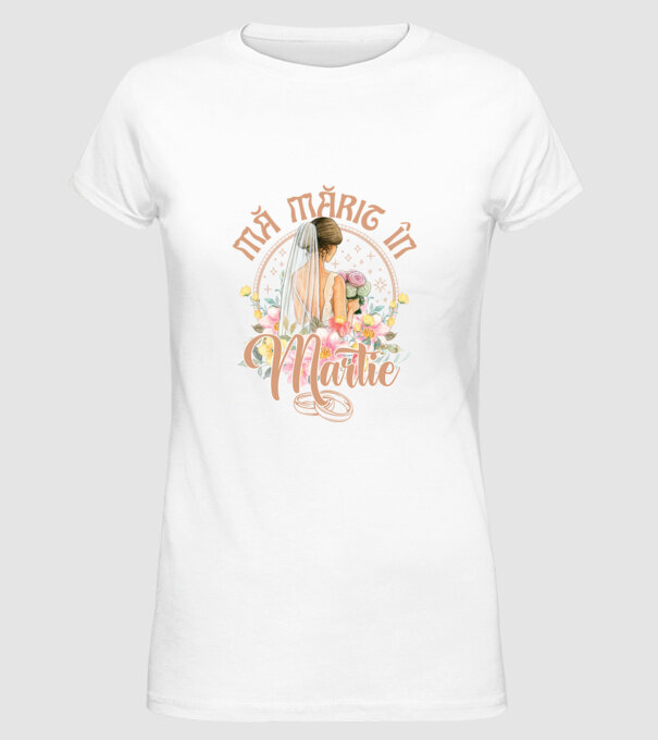mă mărit - în martie model alb pe tricou