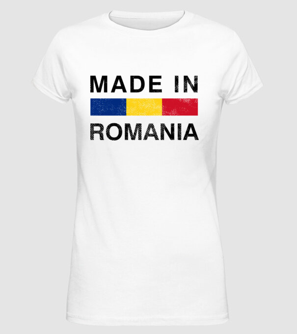 made in romania model alb pe tricou
