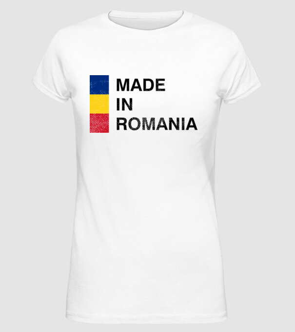 made in romania model alb pe tricou