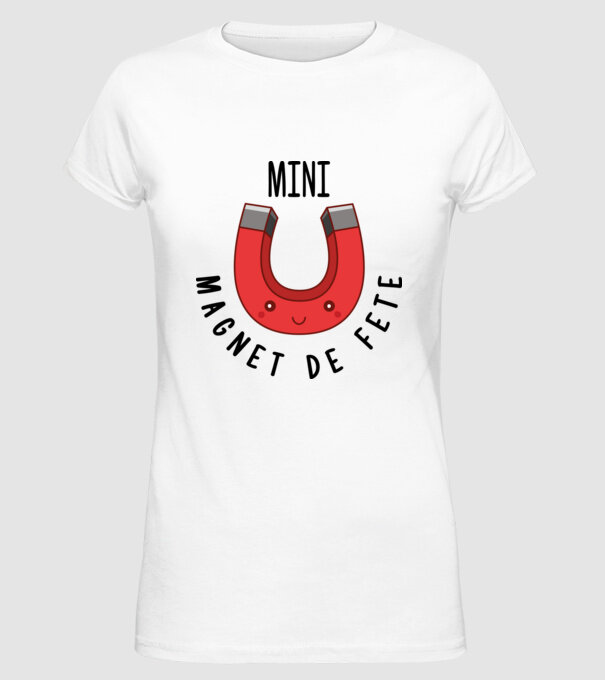 Mini magnet de fete model alb pe tricou