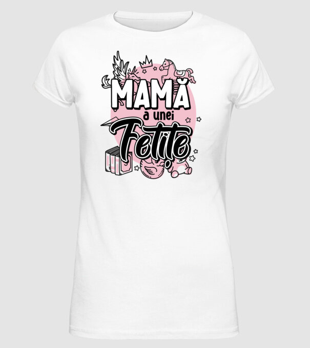 Mamă a unei fetițe model alb pe tricou