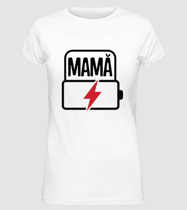 Mamă la încărcat model alb pe tricou