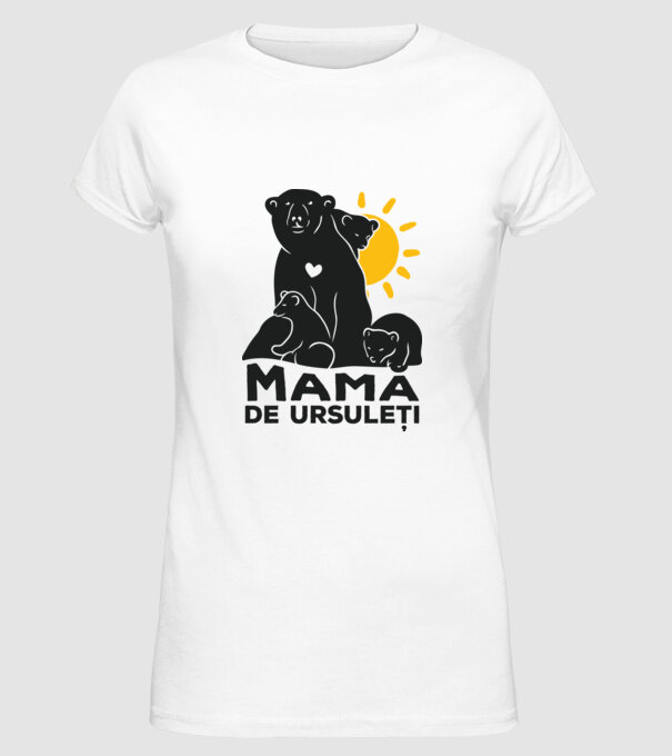 Mamă de ursuleți model alb pe tricou
