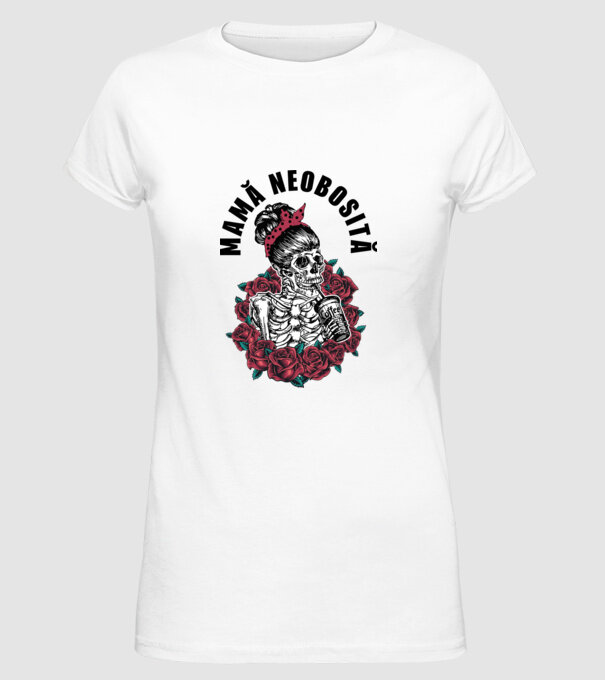 Mamă neobosită model alb pe tricou