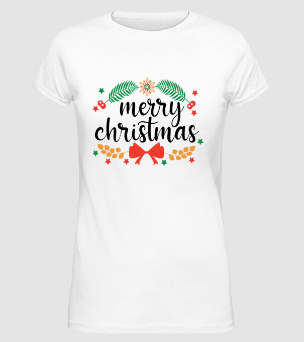 Merry christmas model alb pe tricou