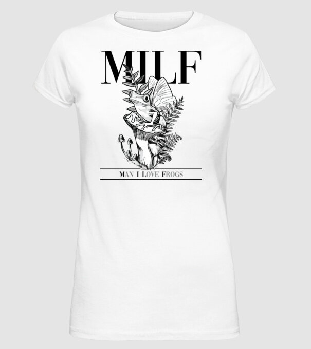 MILF man i love frogs model alb pe tricou