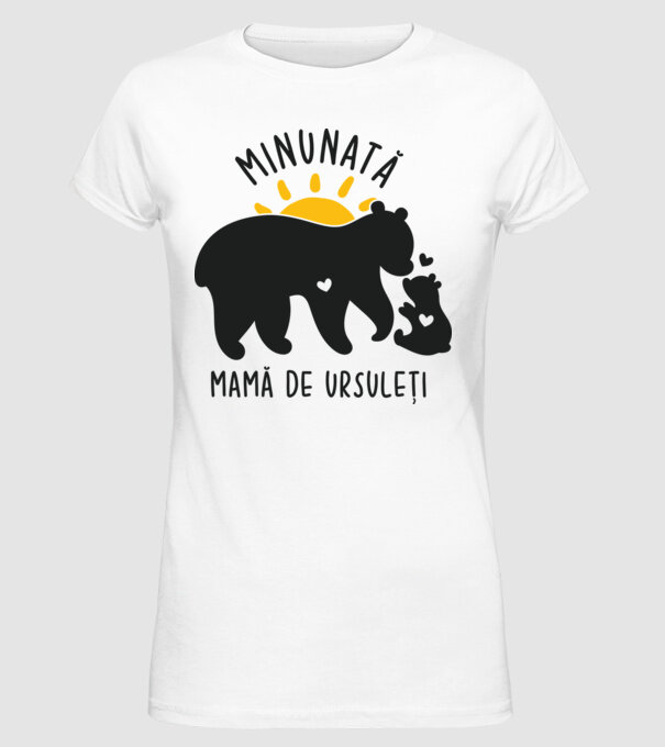 Minunată mamă de ursuleți model alb pe tricou