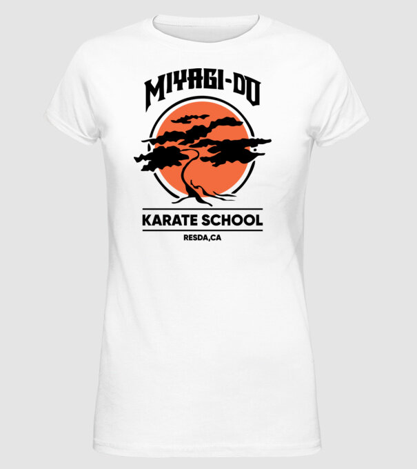 Miyagi-do karate school model alb pe tricou