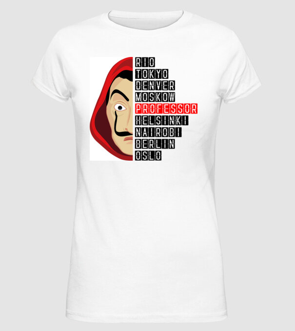money heist cities model alb pe tricou