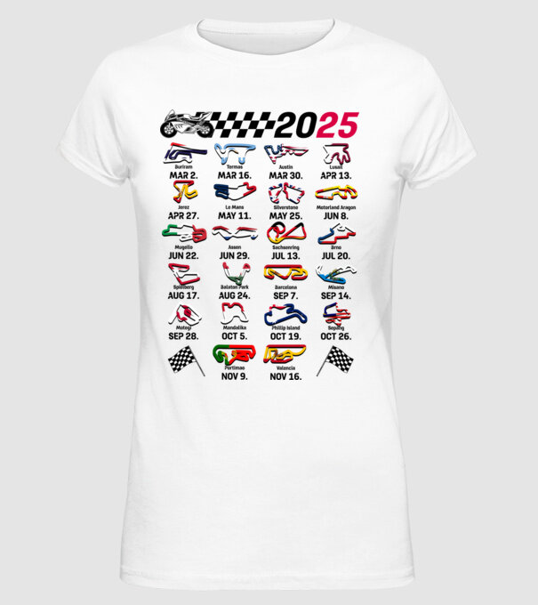 MOTOGP 25 CALENDAR alb model alb pe tricou