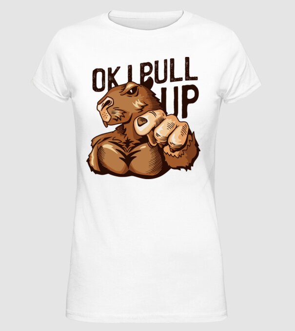 Muscular Capybara - capibară model alb pe tricou